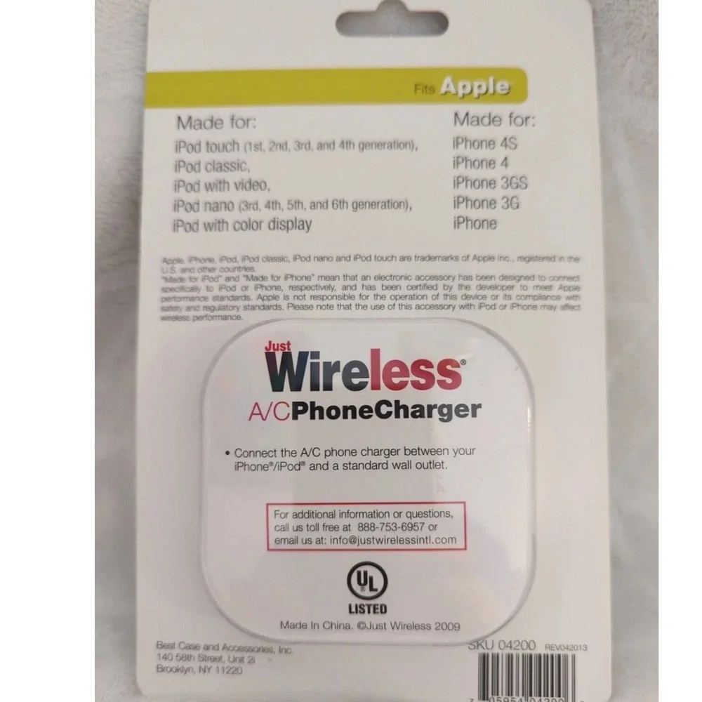 Wireless AC Wall Charger for Apple iPhone 4S 4 3GS 3G iPod 30-Pin Black 04200